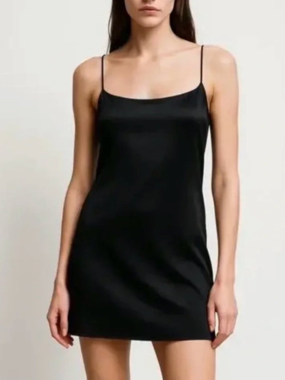 silence + noise silky black slip dress